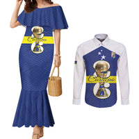 Personalized Curacao Football Couples Matching Mermaid Dress and Long Sleeve Button Shirt 2026 The Blue Wave is Rising - Wonder Print Shop