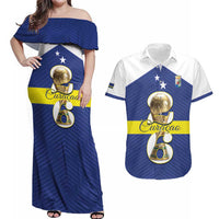 Personalized Curacao Football Couples Matching Off Shoulder Maxi Dress and Hawaiian Shirt 2026 The Blue Wave is Rising - Wonder Print Shop