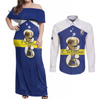 Personalized Curacao Football Couples Matching Off Shoulder Maxi Dress and Long Sleeve Button Shirt 2026 The Blue Wave is Rising - Wonder Print Shop