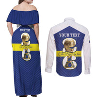 Personalized Curacao Football Couples Matching Off Shoulder Maxi Dress and Long Sleeve Button Shirt 2026 The Blue Wave is Rising - Wonder Print Shop