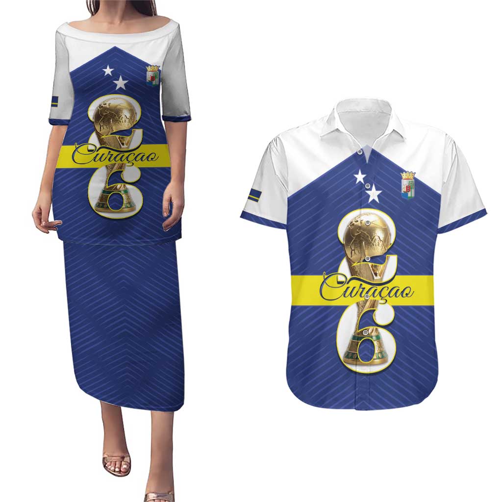 Personalized Curacao Football Couples Matching Puletasi and Hawaiian Shirt 2026 The Blue Wave is Rising - Wonder Print Shop