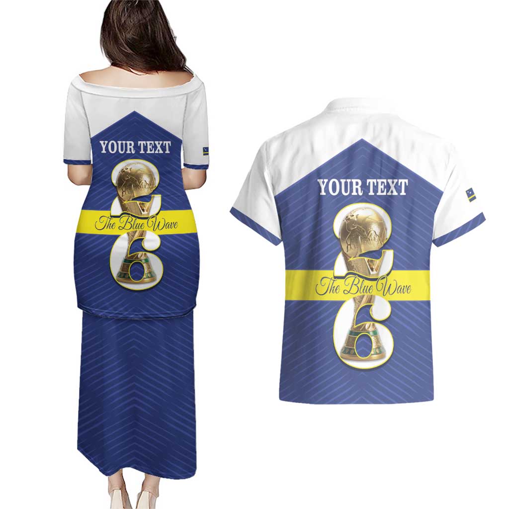 Personalized Curacao Football Couples Matching Puletasi and Hawaiian Shirt 2026 The Blue Wave is Rising - Wonder Print Shop