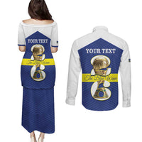 Personalized Curacao Football Couples Matching Puletasi and Long Sleeve Button Shirt 2026 The Blue Wave is Rising - Wonder Print Shop
