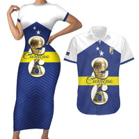 Personalized Curacao Football Couples Matching Short Sleeve Bodycon Dress and Hawaiian Shirt 2026 The Blue Wave is Rising - Wonder Print Shop