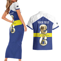 Personalized Curacao Football Couples Matching Short Sleeve Bodycon Dress and Hawaiian Shirt 2026 The Blue Wave is Rising - Wonder Print Shop