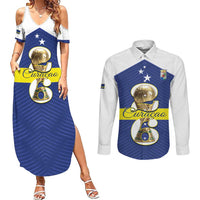 Personalized Curacao Football Couples Matching Summer Maxi Dress and Long Sleeve Button Shirt 2026 The Blue Wave is Rising - Wonder Print Shop