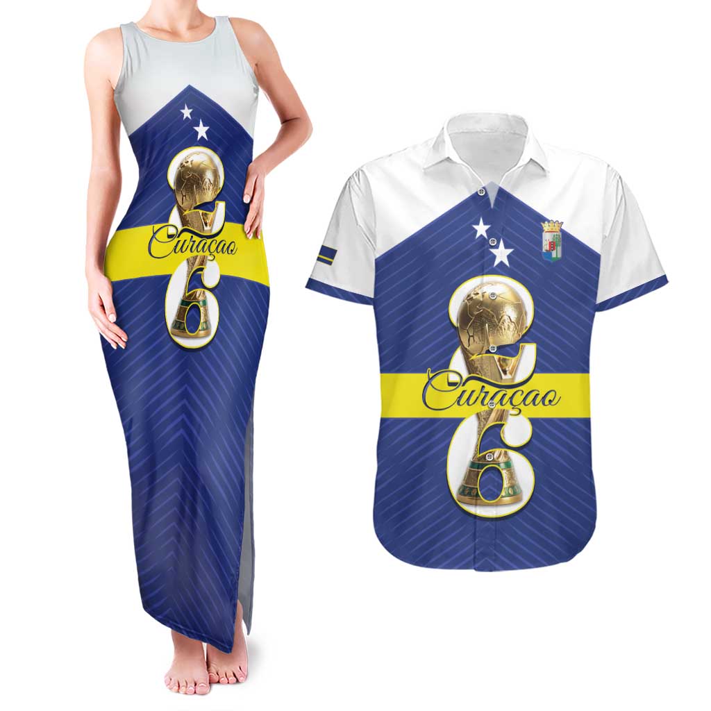 Personalized Curacao Football Couples Matching Tank Maxi Dress and Hawaiian Shirt 2026 The Blue Wave is Rising - Wonder Print Shop