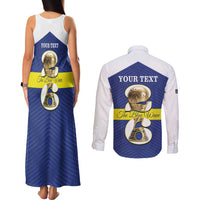 Personalized Curacao Football Couples Matching Tank Maxi Dress and Long Sleeve Button Shirt 2026 The Blue Wave is Rising - Wonder Print Shop