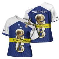 Personalized Curacao Football Cross Shoulder Shirt 2026 The Blue Wave is Rising - Wonder Print Shop