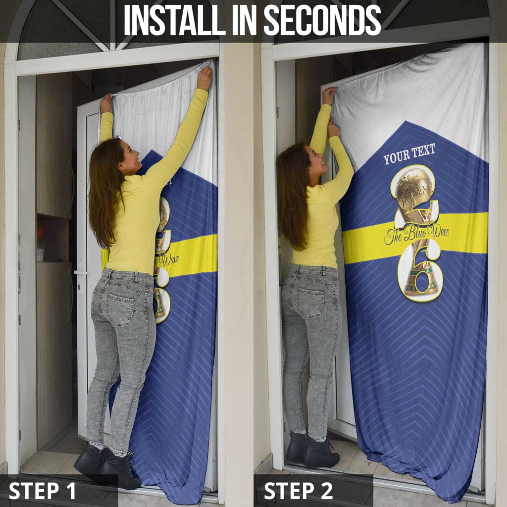 Personalized Curacao Football Door Cover 2026 The Blue Wave is Rising - Wonder Print Shop