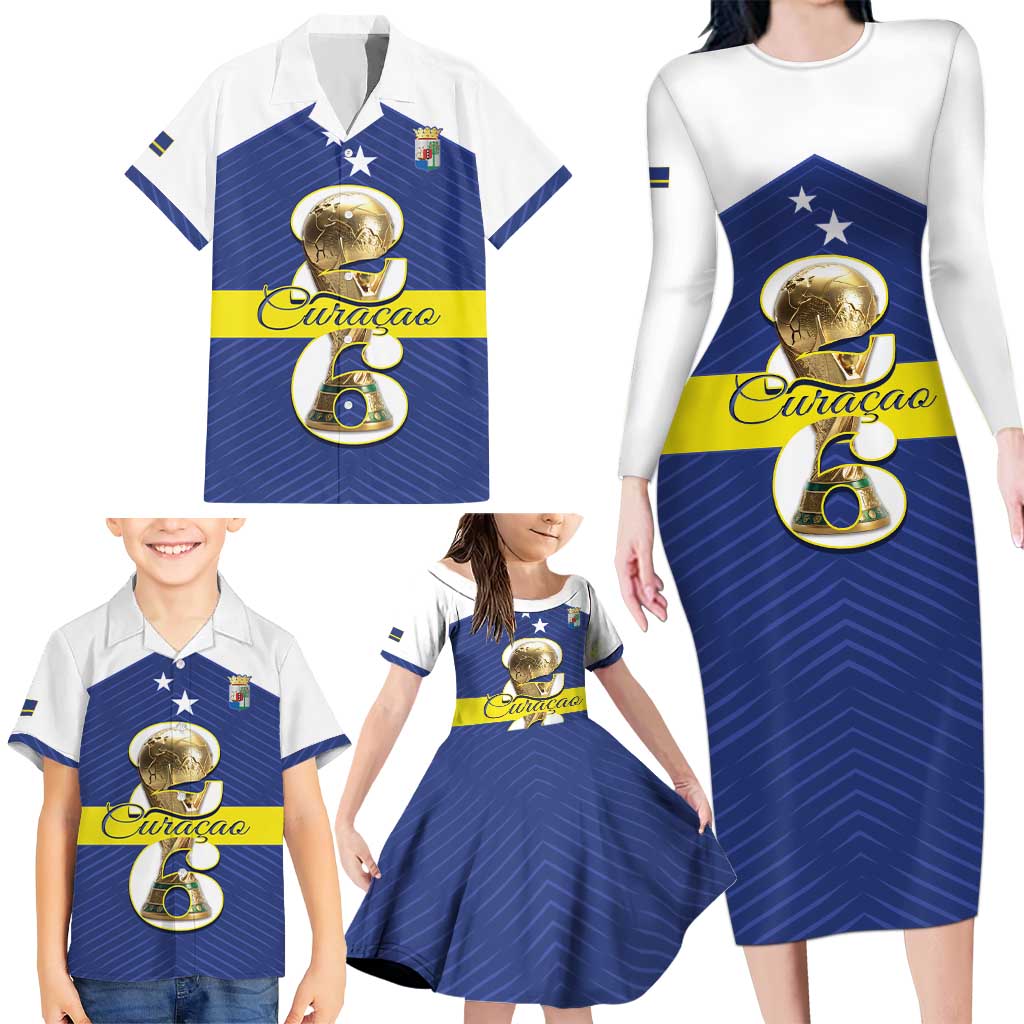 Personalized Curacao Football Family Matching Long Sleeve Bodycon Dress and Hawaiian Shirt 2026 The Blue Wave is Rising - Wonder Print Shop