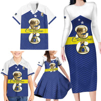 Personalized Curacao Football Family Matching Long Sleeve Bodycon Dress and Hawaiian Shirt 2026 The Blue Wave is Rising - Wonder Print Shop