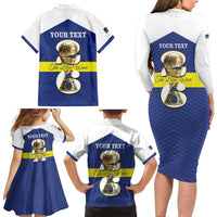 Personalized Curacao Football Family Matching Long Sleeve Bodycon Dress and Hawaiian Shirt 2026 The Blue Wave is Rising - Wonder Print Shop