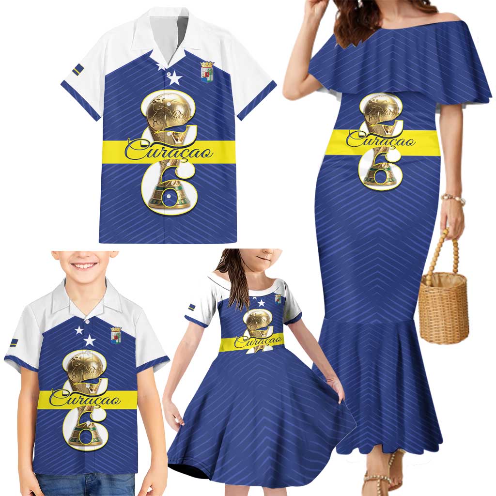Personalized Curacao Football Family Matching Mermaid Dress and Hawaiian Shirt 2026 The Blue Wave is Rising - Wonder Print Shop