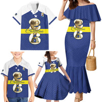 Personalized Curacao Football Family Matching Mermaid Dress and Hawaiian Shirt 2026 The Blue Wave is Rising - Wonder Print Shop