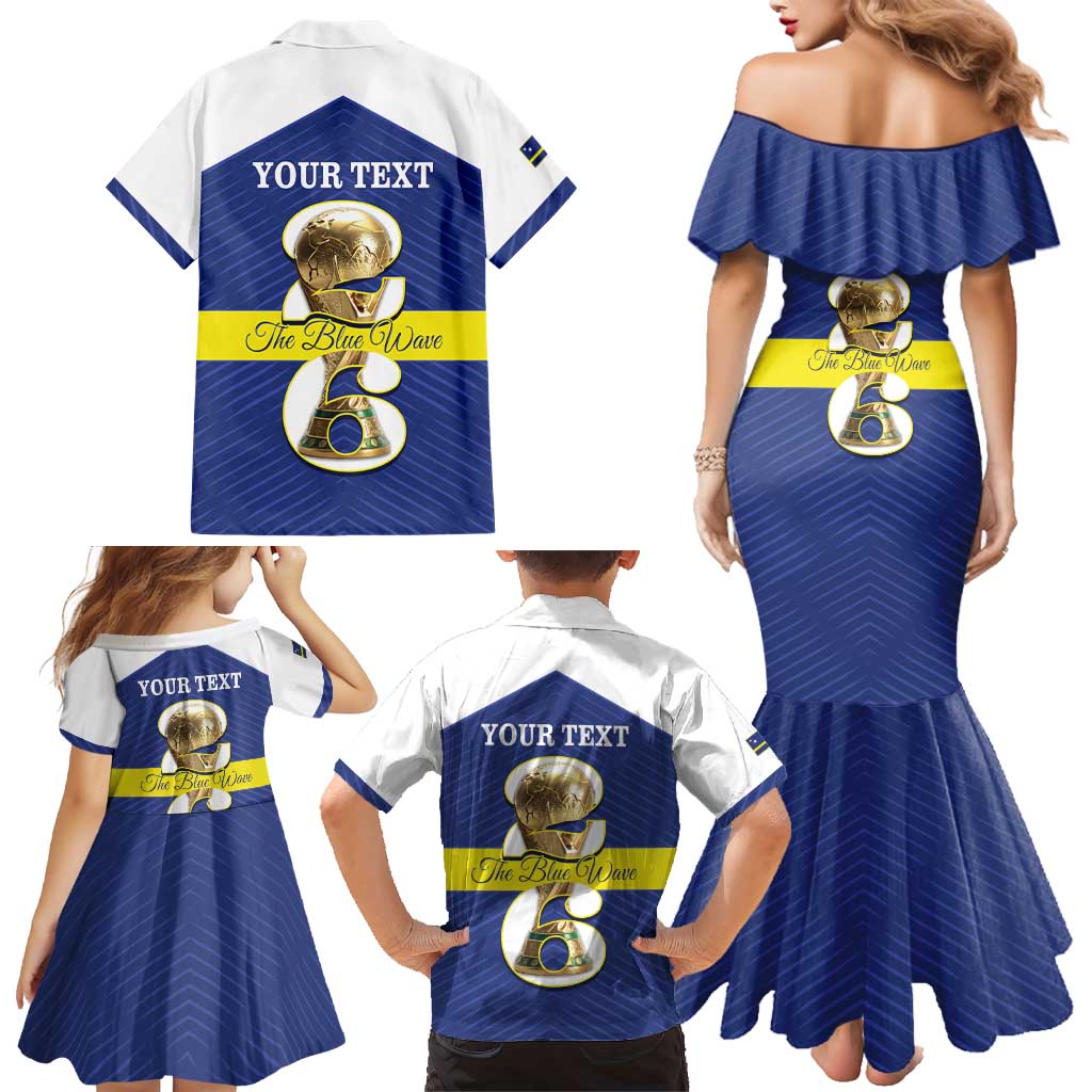 Personalized Curacao Football Family Matching Mermaid Dress and Hawaiian Shirt 2026 The Blue Wave is Rising - Wonder Print Shop