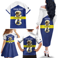 Personalized Curacao Football Family Matching Off The Shoulder Long Sleeve Dress and Hawaiian Shirt 2026 The Blue Wave is Rising - Wonder Print Shop