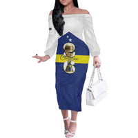 Personalized Curacao Football Family Matching Off The Shoulder Long Sleeve Dress and Hawaiian Shirt 2026 The Blue Wave is Rising - Wonder Print Shop