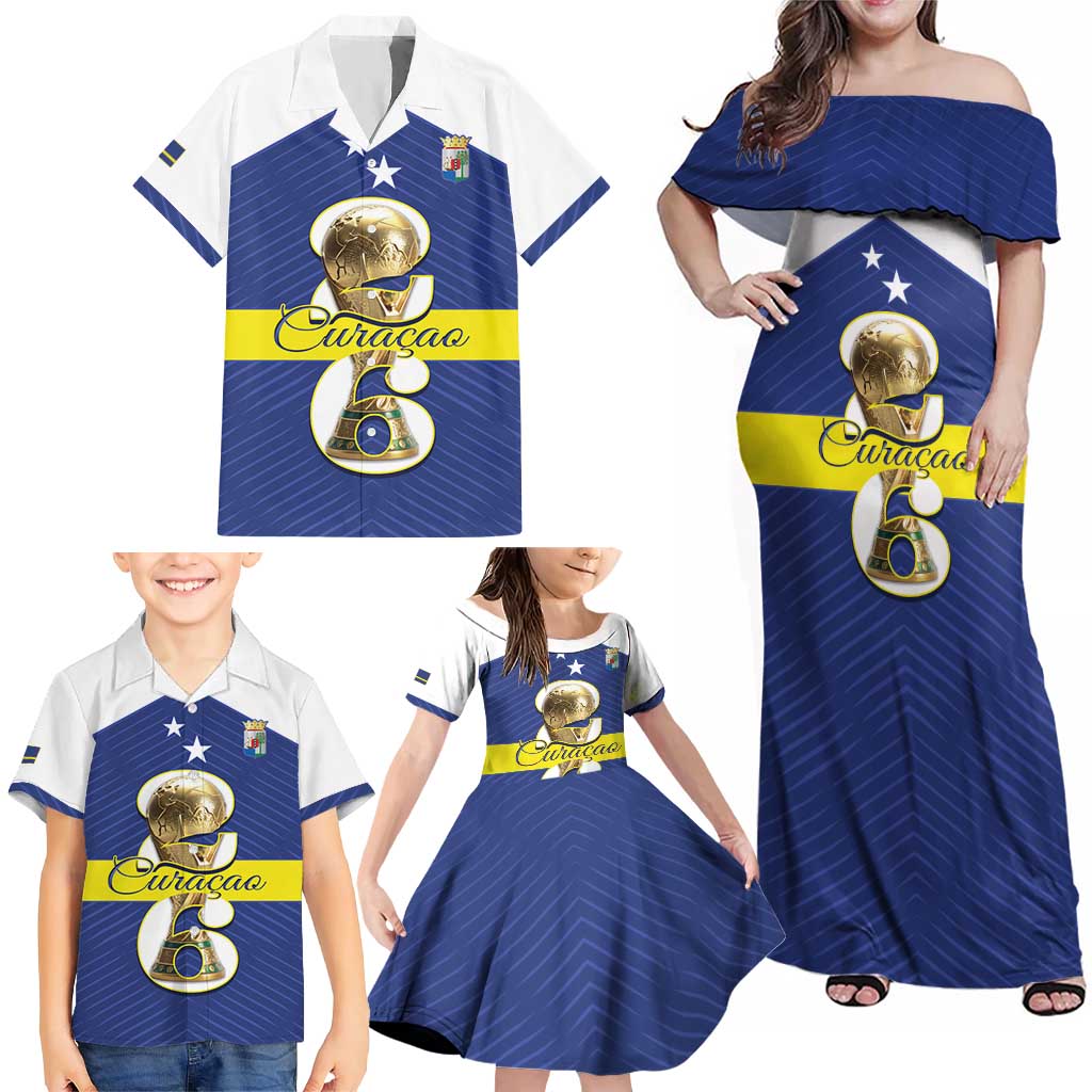 Personalized Curacao Football Family Matching Off Shoulder Maxi Dress and Hawaiian Shirt 2026 The Blue Wave is Rising - Wonder Print Shop