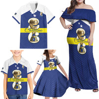 Personalized Curacao Football Family Matching Off Shoulder Maxi Dress and Hawaiian Shirt 2026 The Blue Wave is Rising - Wonder Print Shop