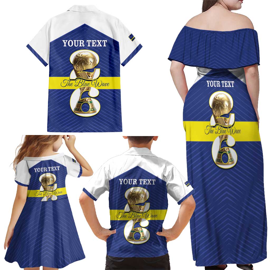 Personalized Curacao Football Family Matching Off Shoulder Maxi Dress and Hawaiian Shirt 2026 The Blue Wave is Rising - Wonder Print Shop