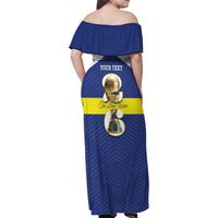 Personalized Curacao Football Family Matching Off Shoulder Maxi Dress and Hawaiian Shirt 2026 The Blue Wave is Rising - Wonder Print Shop