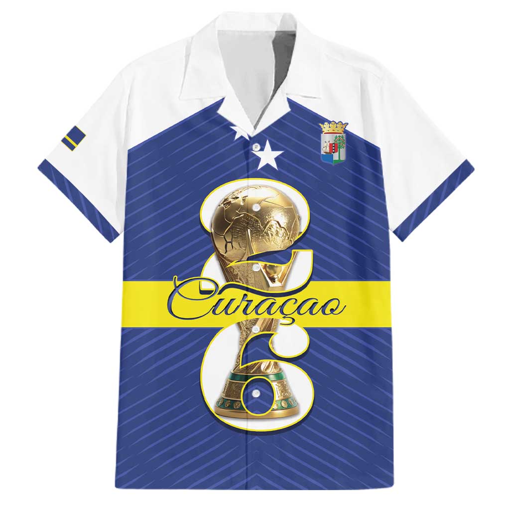 Personalized Curacao Football Family Matching Off Shoulder Short Dress and Hawaiian Shirt 2026 The Blue Wave is Rising - Wonder Print Shop