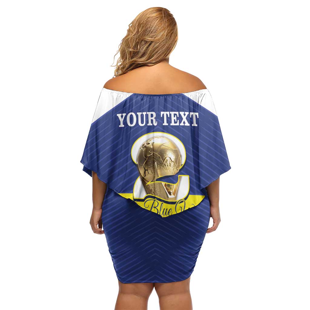 Personalized Curacao Football Family Matching Off Shoulder Short Dress and Hawaiian Shirt 2026 The Blue Wave is Rising - Wonder Print Shop