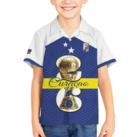 Personalized Curacao Football Family Matching Off Shoulder Short Dress and Hawaiian Shirt 2026 The Blue Wave is Rising - Wonder Print Shop