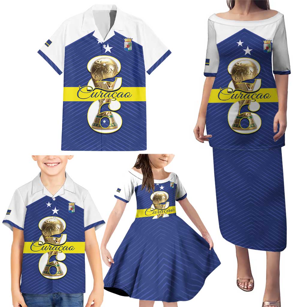 Personalized Curacao Football Family Matching Puletasi and Hawaiian Shirt 2026 The Blue Wave is Rising - Wonder Print Shop