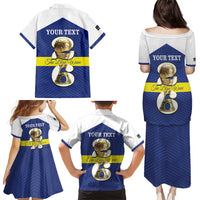 Personalized Curacao Football Family Matching Puletasi and Hawaiian Shirt 2026 The Blue Wave is Rising - Wonder Print Shop