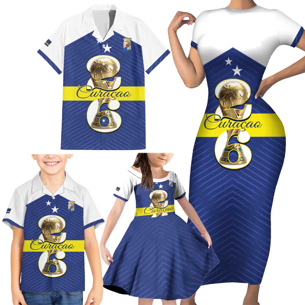 Personalized Curacao Football Family Matching Short Sleeve Bodycon Dress and Hawaiian Shirt 2026 The Blue Wave is Rising - Wonder Print Shop