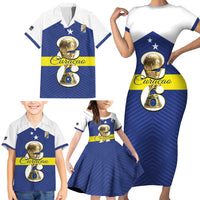 Personalized Curacao Football Family Matching Short Sleeve Bodycon Dress and Hawaiian Shirt 2026 The Blue Wave is Rising - Wonder Print Shop