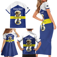 Personalized Curacao Football Family Matching Short Sleeve Bodycon Dress and Hawaiian Shirt 2026 The Blue Wave is Rising - Wonder Print Shop