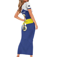 Personalized Curacao Football Family Matching Short Sleeve Bodycon Dress and Hawaiian Shirt 2026 The Blue Wave is Rising - Wonder Print Shop