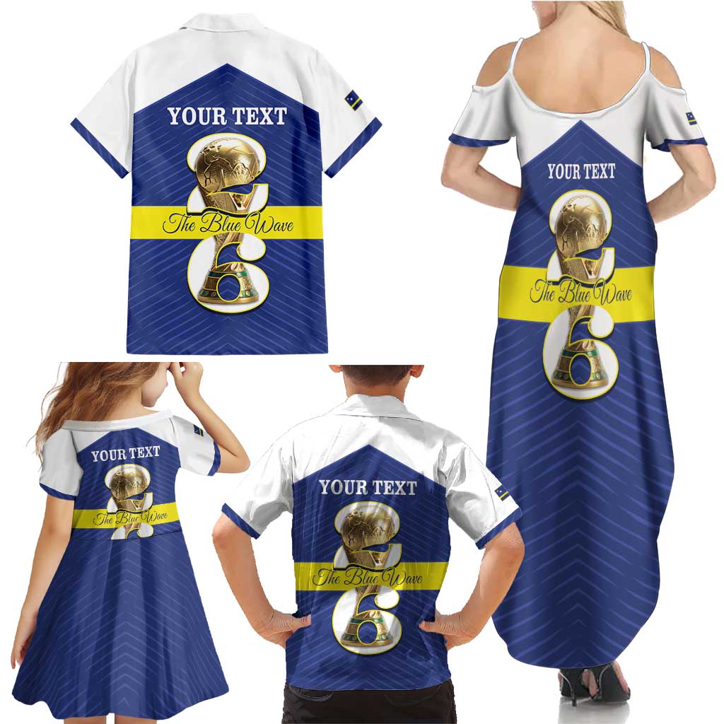Personalized Curacao Football Family Matching Summer Maxi Dress and Hawaiian Shirt 2026 The Blue Wave is Rising - Wonder Print Shop
