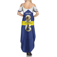 Personalized Curacao Football Family Matching Summer Maxi Dress and Hawaiian Shirt 2026 The Blue Wave is Rising - Wonder Print Shop