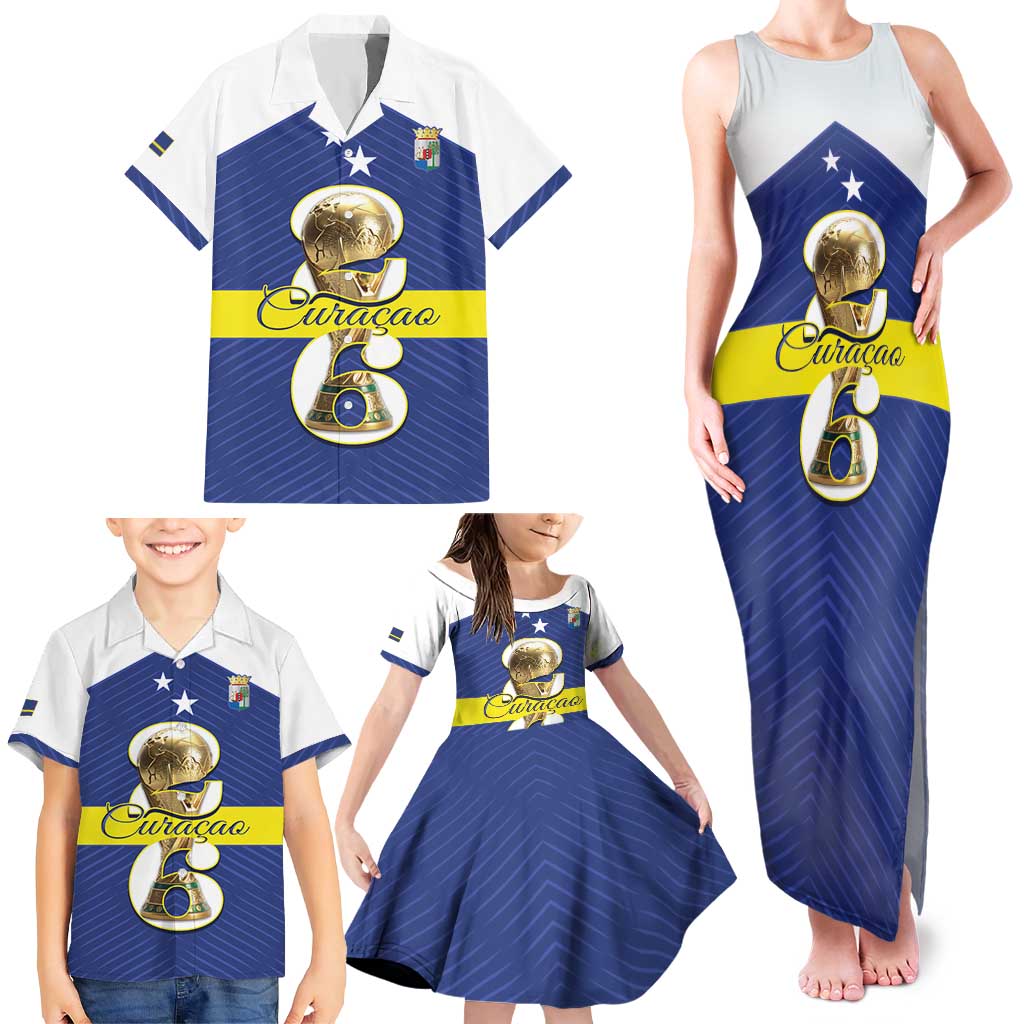Personalized Curacao Football Family Matching Tank Maxi Dress and Hawaiian Shirt 2026 The Blue Wave is Rising - Wonder Print Shop