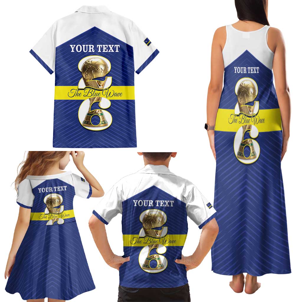 Personalized Curacao Football Family Matching Tank Maxi Dress and Hawaiian Shirt 2026 The Blue Wave is Rising - Wonder Print Shop
