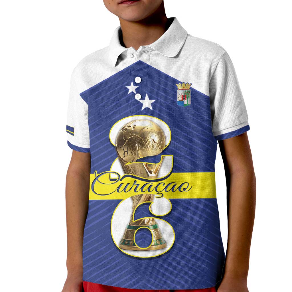 Personalized Curacao Football Kid Polo Shirt 2026 The Blue Wave is Rising - Wonder Print Shop