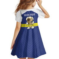Personalized Curacao Football Kid Short Sleeve Dress 2026 The Blue Wave is Rising - Wonder Print Shop