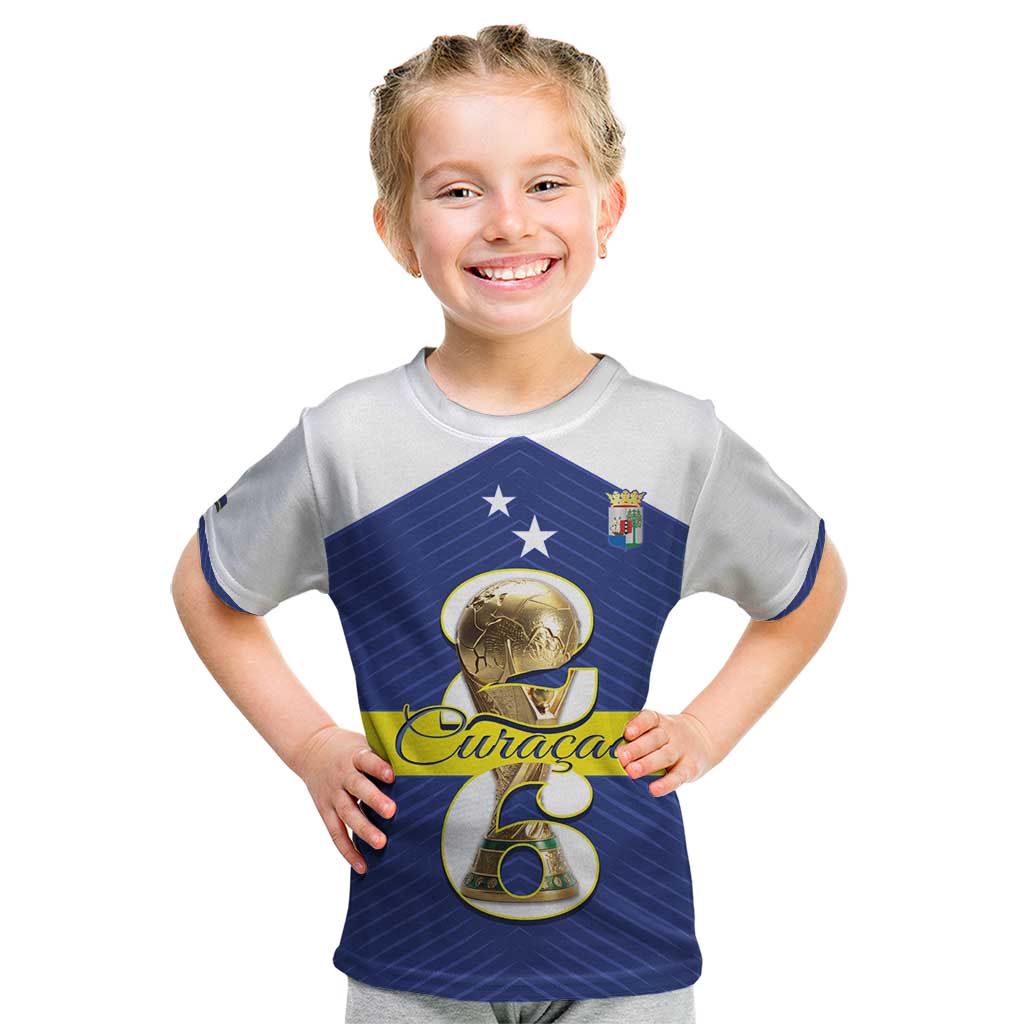 Personalized Curacao Football Kid T Shirt 2026 The Blue Wave is Rising - Wonder Print Shop