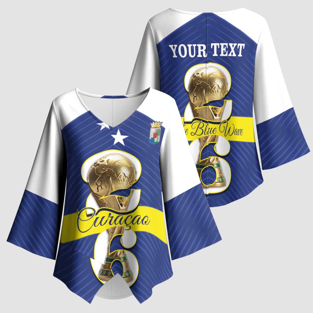 Personalized Curacao Football Kimono Sleeve Blouse 2026 The Blue Wave is Rising - Wonder Print Shop