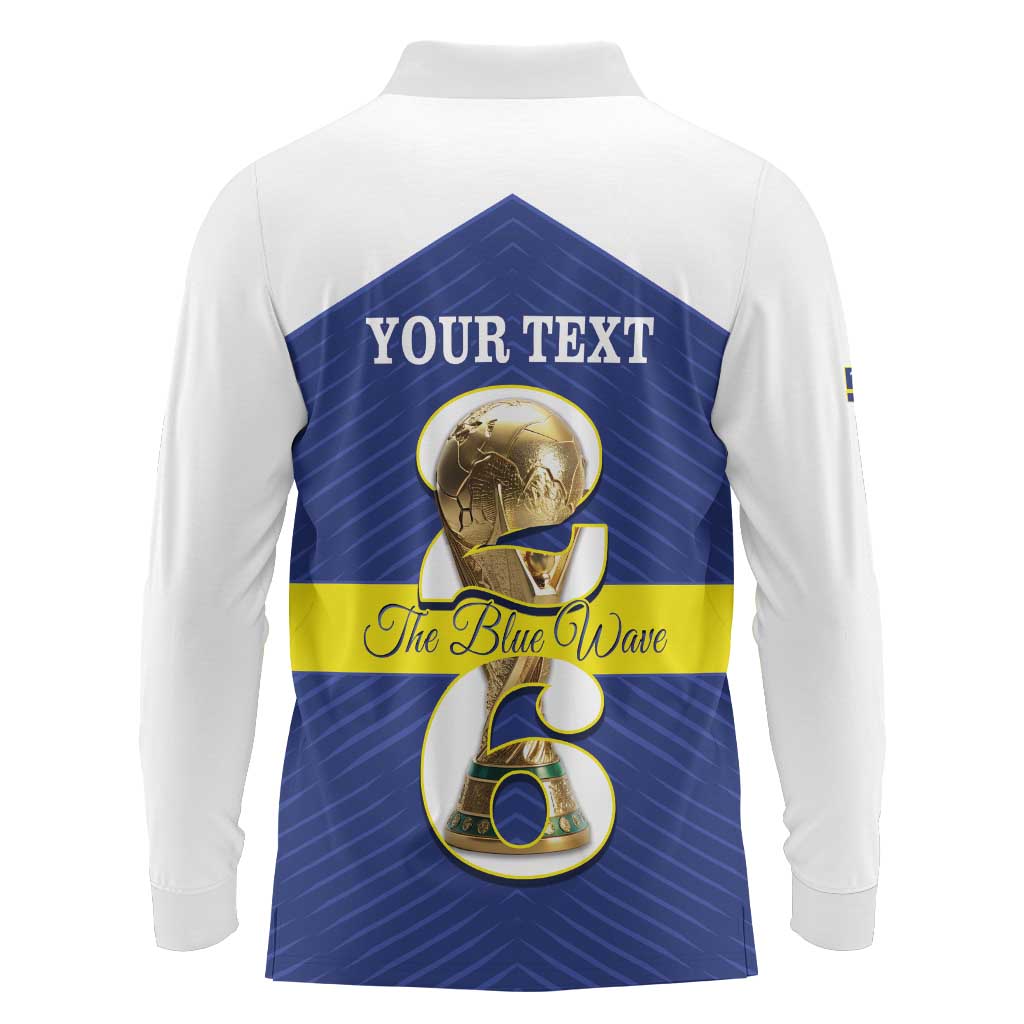 Personalized Curacao Football Long Sleeve Polo Shirt 2026 The Blue Wave is Rising - Wonder Print Shop