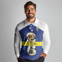 Personalized Curacao Football Long Sleeve Polo Shirt 2026 The Blue Wave is Rising - Wonder Print Shop