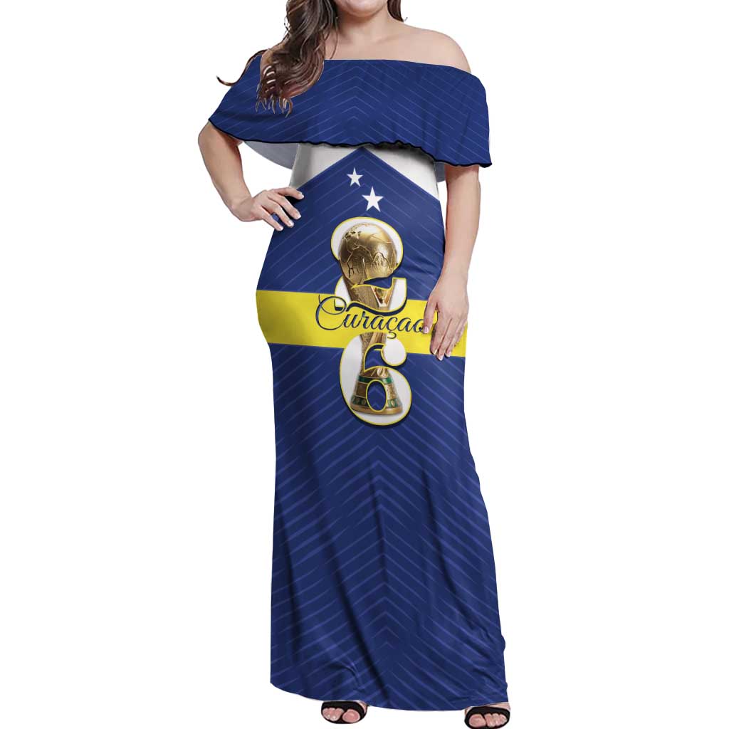 Personalized Curacao Football Off Shoulder Maxi Dress 2026 The Blue Wave is Rising - Wonder Print Shop