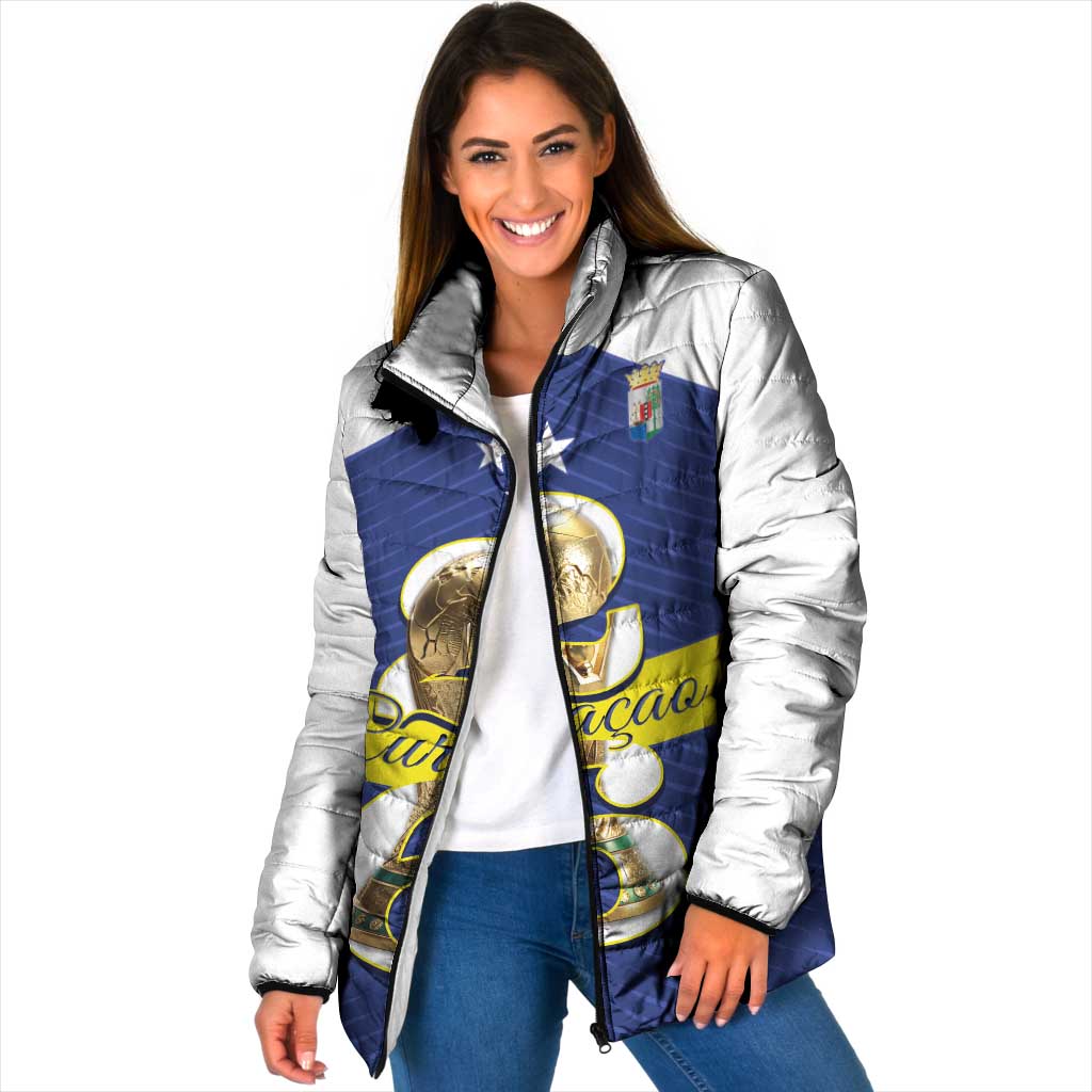 Personalized Curacao Football Padded Jacket 2026 The Blue Wave is Rising - Wonder Print Shop