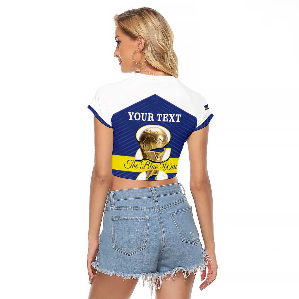 Personalized Curacao Football Raglan Cropped T Shirt 2026 The Blue Wave is Rising - Wonder Print Shop