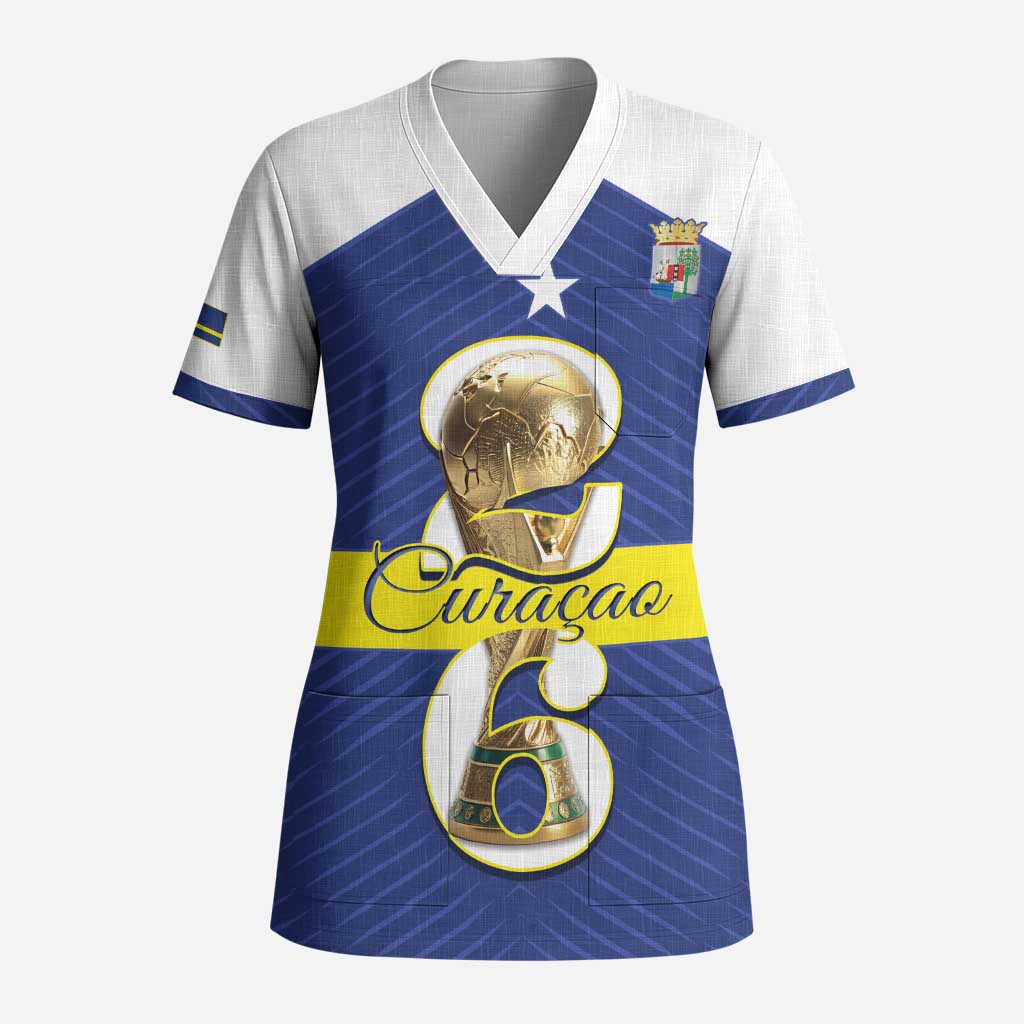 Personalized Curacao Football Scrub Top 2026 The Blue Wave is Rising - Wonder Print Shop