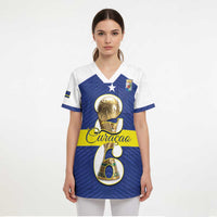 Personalized Curacao Football Scrub Top 2026 The Blue Wave is Rising - Wonder Print Shop